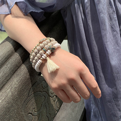 Nepalese Bodhi Bead Bracelet with Ethnic Style Multi-layered Bracelet, Tibetan Tourist Personal Wholesale Beaded Tassel Earrings with Drop Shipping