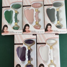 跨境防天然玉石美容器瘦脸按摩轮玉推滚轮按摩仪面部眼部刮痧棒板
