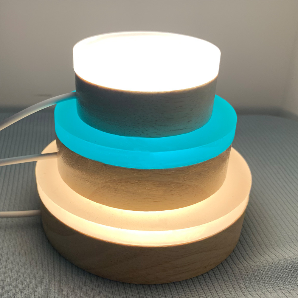 Yonii plus placa gruesa luz nocturna de arte de madera redonda luz ambiental esmerilada base luminosa de madera maciza base de aromaterapia conexión USB