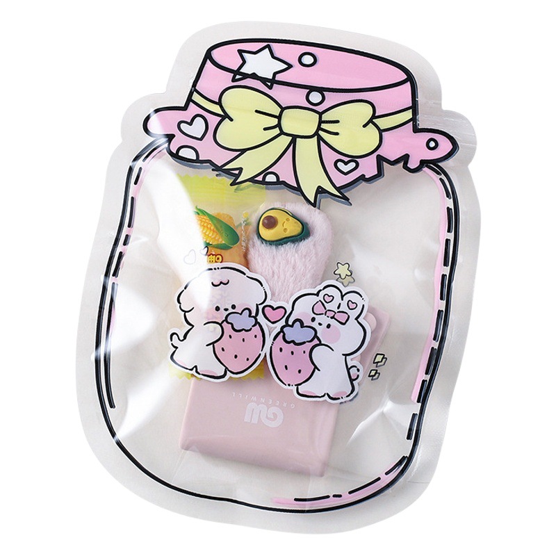 Lindo bolso ziplock de dibujos animados suave lindo bocadillo caramelo cremallera bolsa chica corazón horquilla joyería pequeño objeto bolsa de almacenamiento