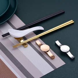 304不锈钢金色筷子托酒店餐厅摆件餐具商用筷子架汤勺金属快架子
