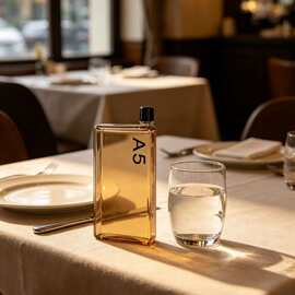 耐高温单层透明 A5 扁平水杯方形设计可装开水创意办公杯