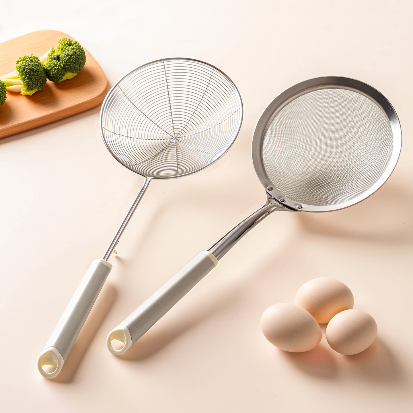 漏勺家用厨房三件套漏网勺食级大网筛过滤网锈钢火锅捞勺