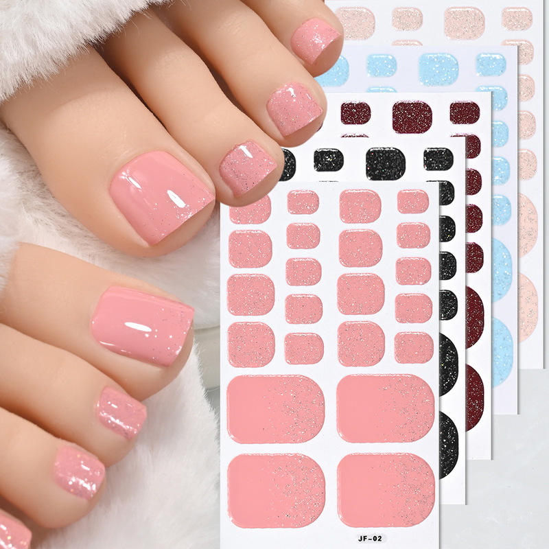Cross-Border 25 Glitter Toe Nail Art Stickers Sweet Onion Pink Toenail Stickers Creative Waterproof Toenail Polish Stickers