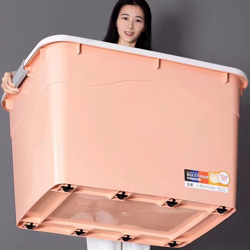 One-Piece Household Clothes Storage Box with Lid Clothing Storage Box Plastic Organizing Box Large Storage Box
