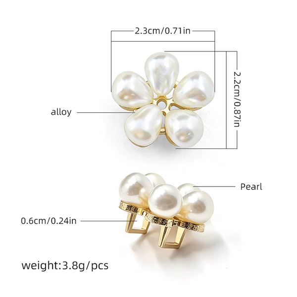 Guangdong gold (no diamond stamens) pearl five-petal shoe buckle-22x23mm/piece
