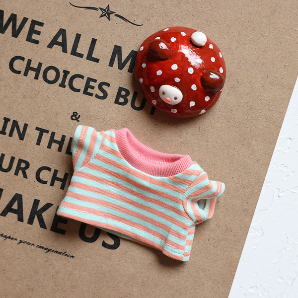 라부부 인형용 면 소재 교체용 L033 컬러풀 스트라이프 티셔츠 의상 교체용 마카롱 색상 옷