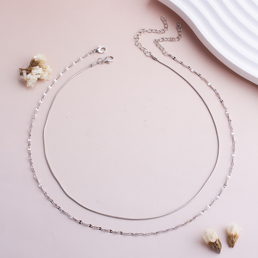 Double Layer Snake And O-chain Necklace For Women Elegant Style_voghion.com