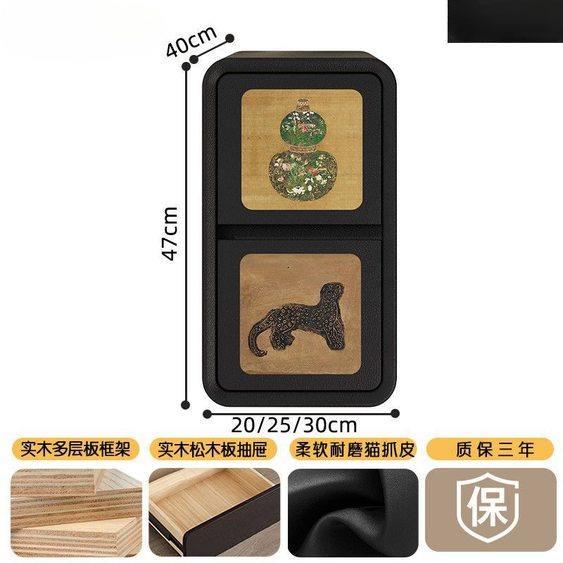 轻奢高级黑色床头柜2025新款创意复古风小型卧室免组装实木收纳柜|undefined