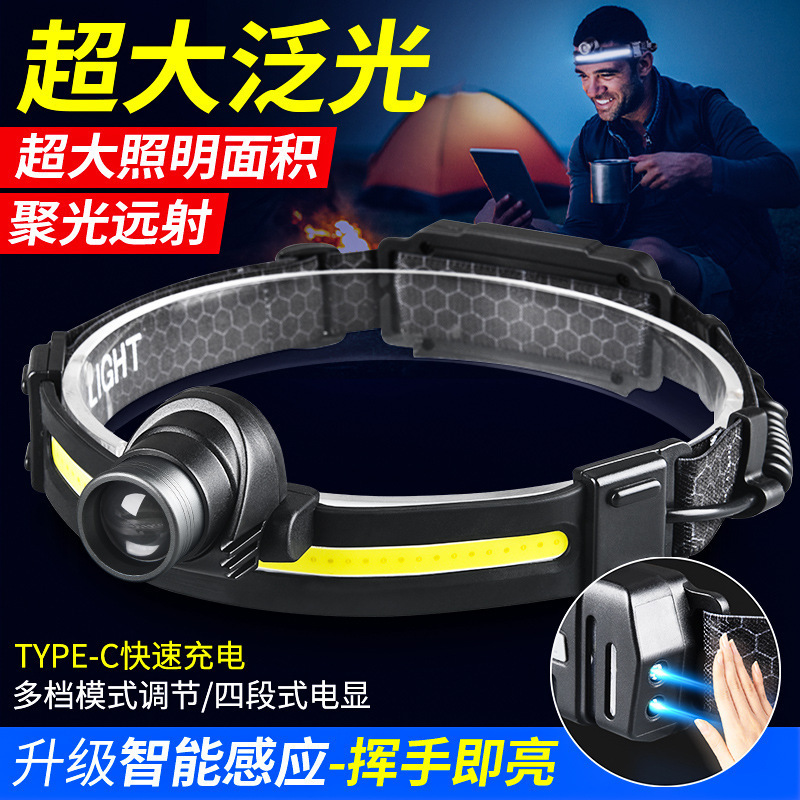 Induction Headlamp Led Head-Mounted Spotlight for Night Fishing, USB Rechargeable Running Light, Silicone Headlamp with Strong Light Induction Headlamp Led Head-Mounted Spotlight for Night Fishing, USB Rechargeable Running Light, Silicone Headlamp with Strong Light