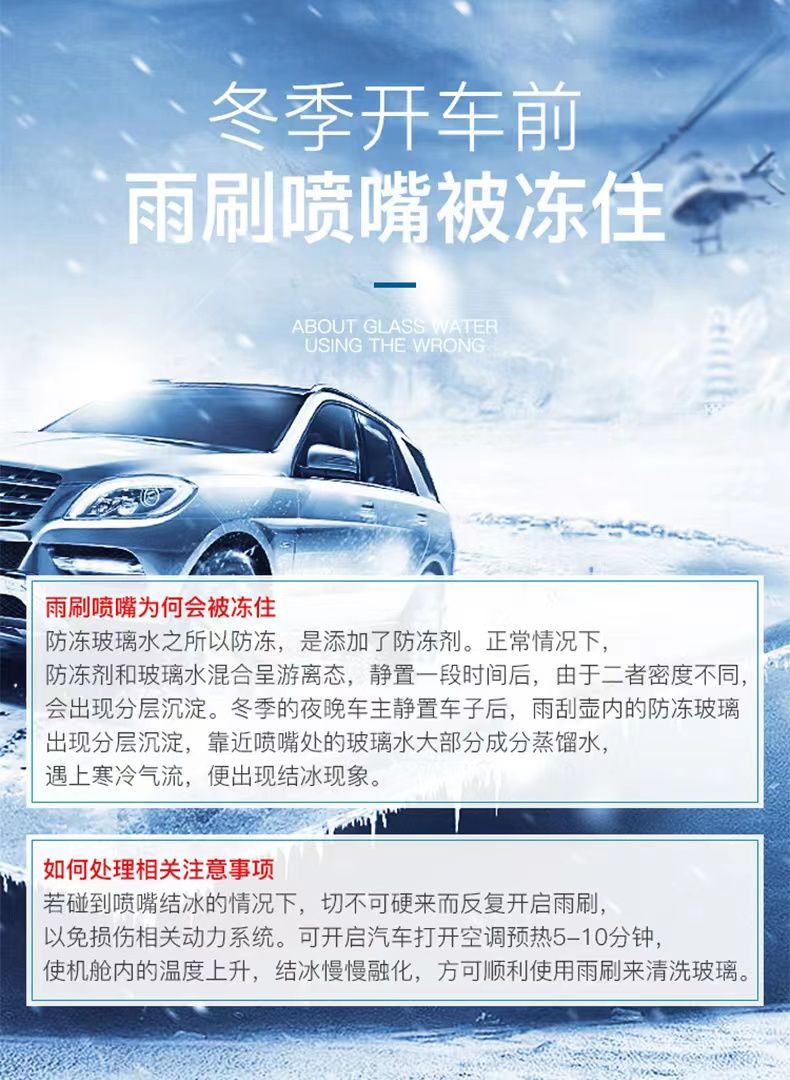 2-Liter Glass Water Car Windshield Wiper Fluid, Decontamination Coating, Winter Frost Protection from -15 to -40 Degrees, Factory Direct Sales
