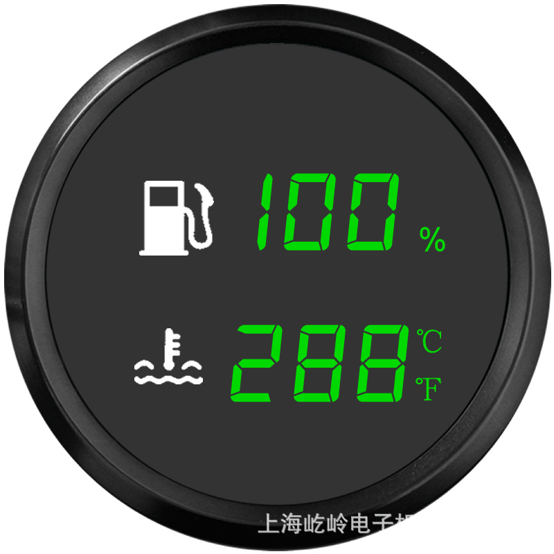 Erheyi – 52mm 2-in-1 Multifunction automobile instrument - black-frame-black-background-oil-level-water-temperature