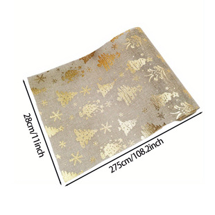 Manufacturers in stock bronzing printed Christmas tree polyester imitation hemp Nordic holiday dinner party party decoration table runner
