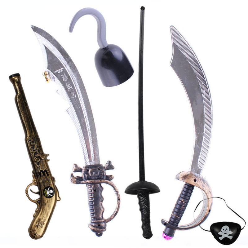 Cosplay Halloween Plastic Pirate Knife Hook Prop Party Costume Caribbean Pirate Gun Zorro Sword Mask