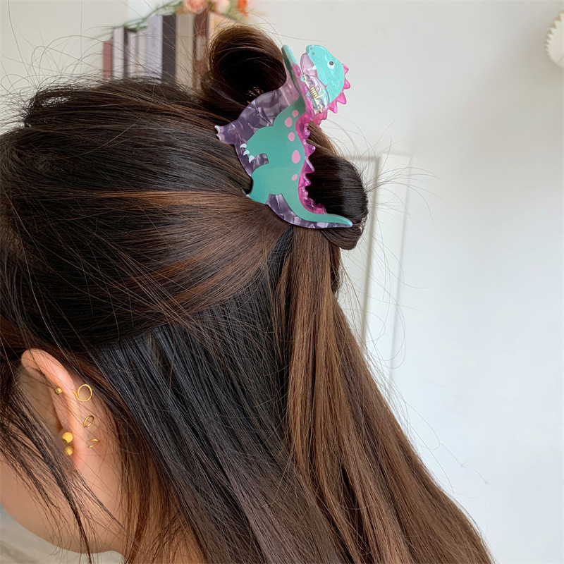 35g Weight Hair Claws Hair Accessories Type 1 Piece Quantity Holiday, Party Occasion Arylic Material Dinosaur Pattern Women's Gender Cute Style Cute Little Dinosaur Acrylic Small Jaw Clip Cute Personality Sweet Niche Hair Claw Hairpin Hair Ornaments New 30