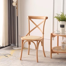 背叉椅美式实木餐椅简约婚庆椅子人体工学靠背椅餐厅叉背椅高靠背