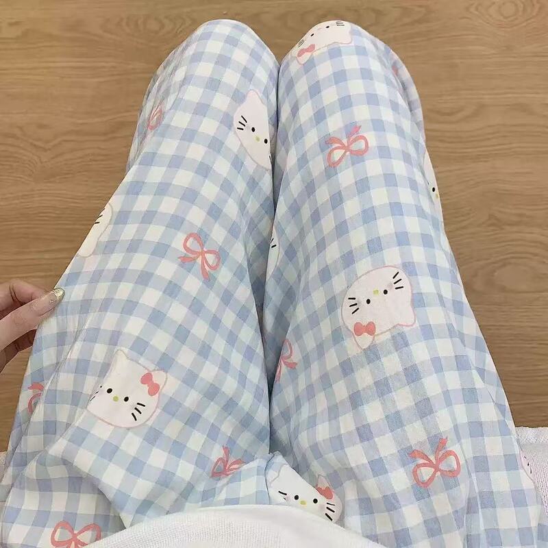 Spring and autumn casual cute new cloud-patterned cartoon long pants, loose-fitting, thin summer style, wide-leg design, suitable for wearing at home or for a casual stroll, and can be used as pajamas