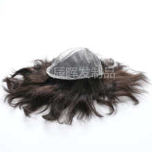 男士发块头顶补发真人发丝V针0.02mm超薄PU隐形真人假发男士补发