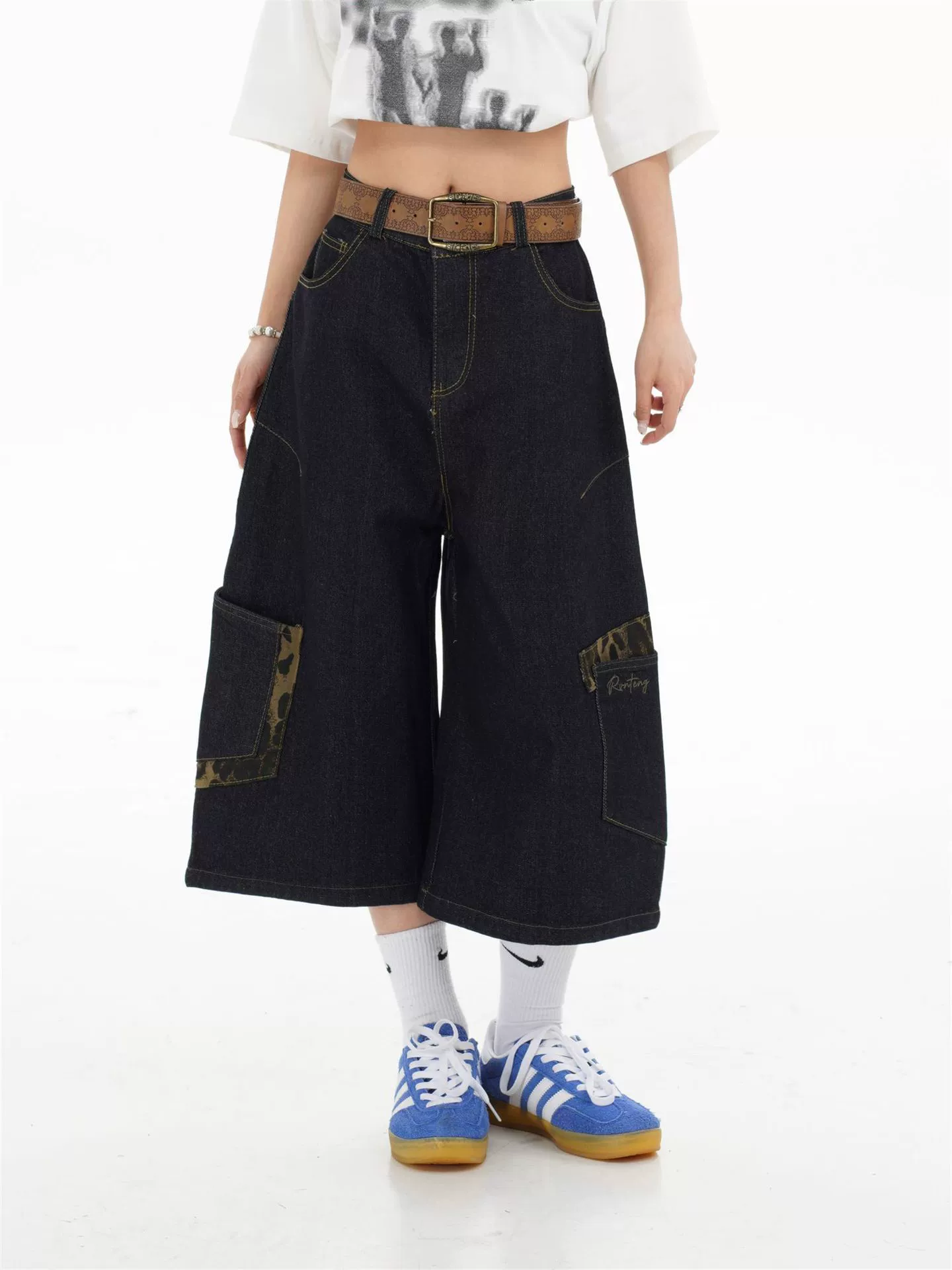 Джинсы демисезонные ретро, дизайнерские брюки, американский стиль, oversize, свободный крой, тренд сезона