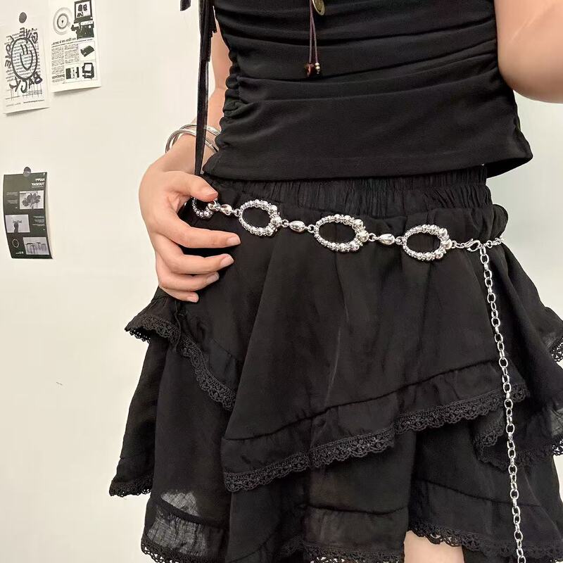 ボヘミアンスタイルの女性用ウエストチェーン、スカート付きのワイドメタルバージョン、新しいメタルリング、多用途のベルト、ドレスの装飾|undefined