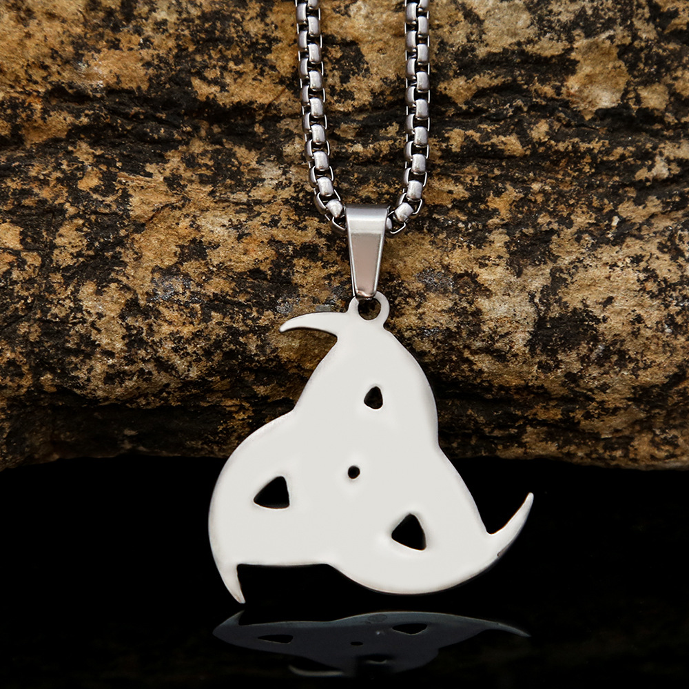 Viking Sun Totem Compass Triangle Necklace Titanium Steel Pendant_voghion.com