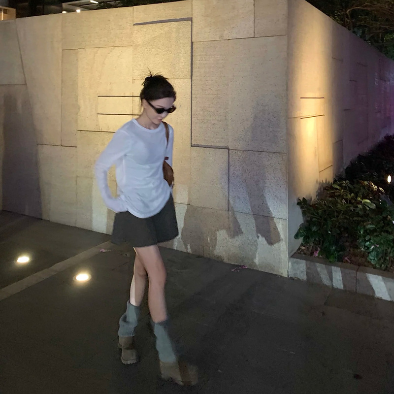 [Ready Stock] Ac Smiling Face Logo Embroidered Normcore Bottoming Shirt Autum B into Soft and Comfortable Basic t Long Sleeves