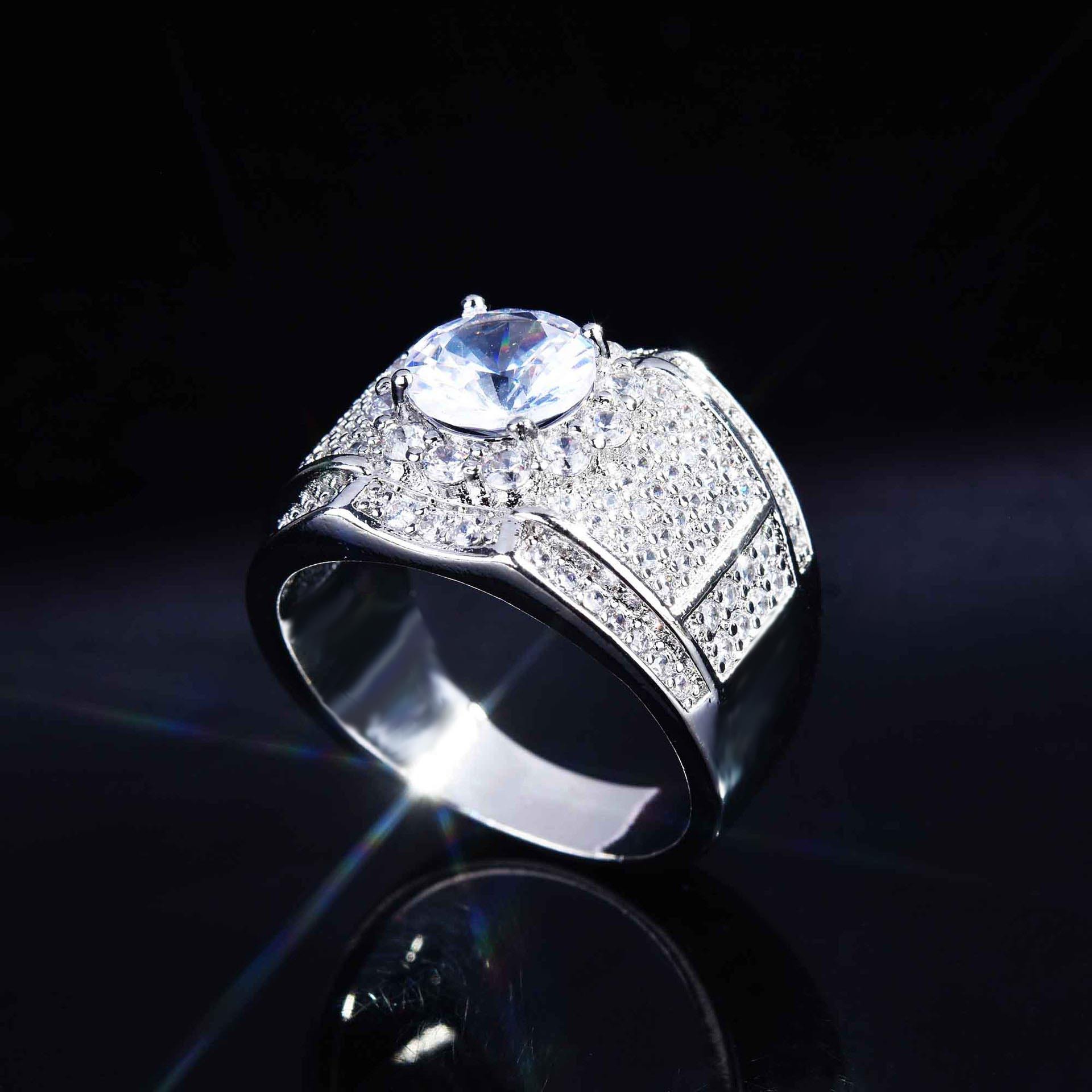 Groupe De Luxe Transfrontalier Plein De Bague En Zircon Bague Européenne Et Américaine De Luxe En Gros display picture 4