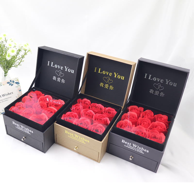 情人节礼盒 Best Wishes包装盒  手镯盒玫瑰花口红礼盒 双层礼盒