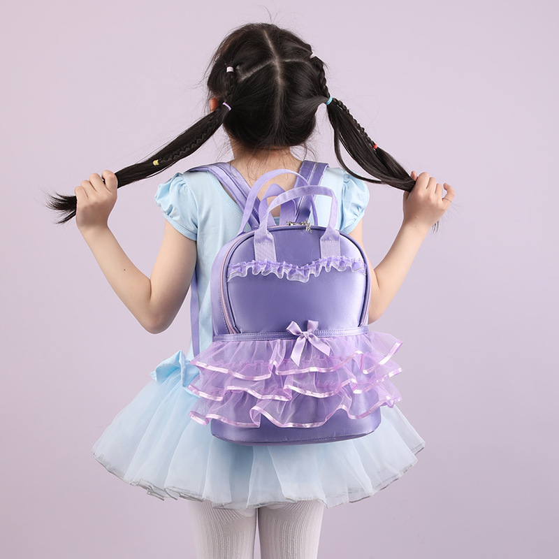 Bolso de práctica de ballet de encaje dulce bolsa de baile portátil de escuela intensiva de color sólido 2025 nueva mochila para niños