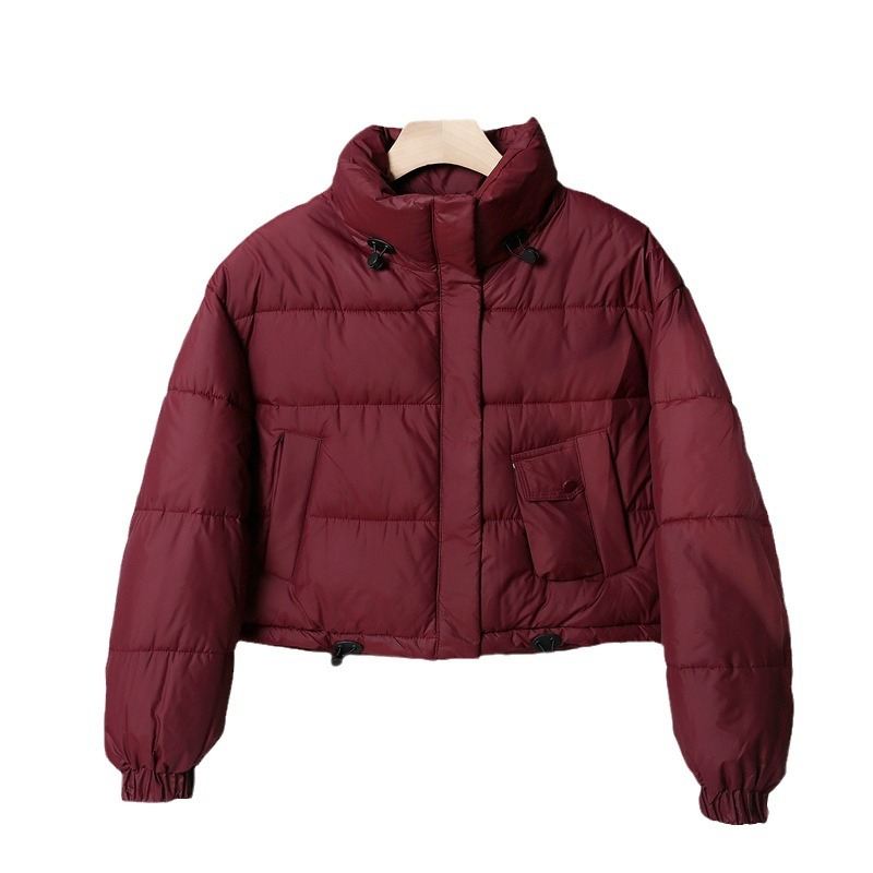 América corta pluma de algodón mujer invierno 2024 nueva moda coreana engrosada chaqueta de algodón chaqueta de pan pequeño