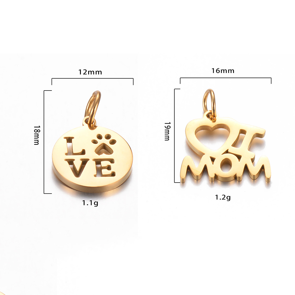 10 Pcs/package Cute Simple Style Letter Paw Print Stainless Steel Plating Pendant Jewelry Accessories display picture 1