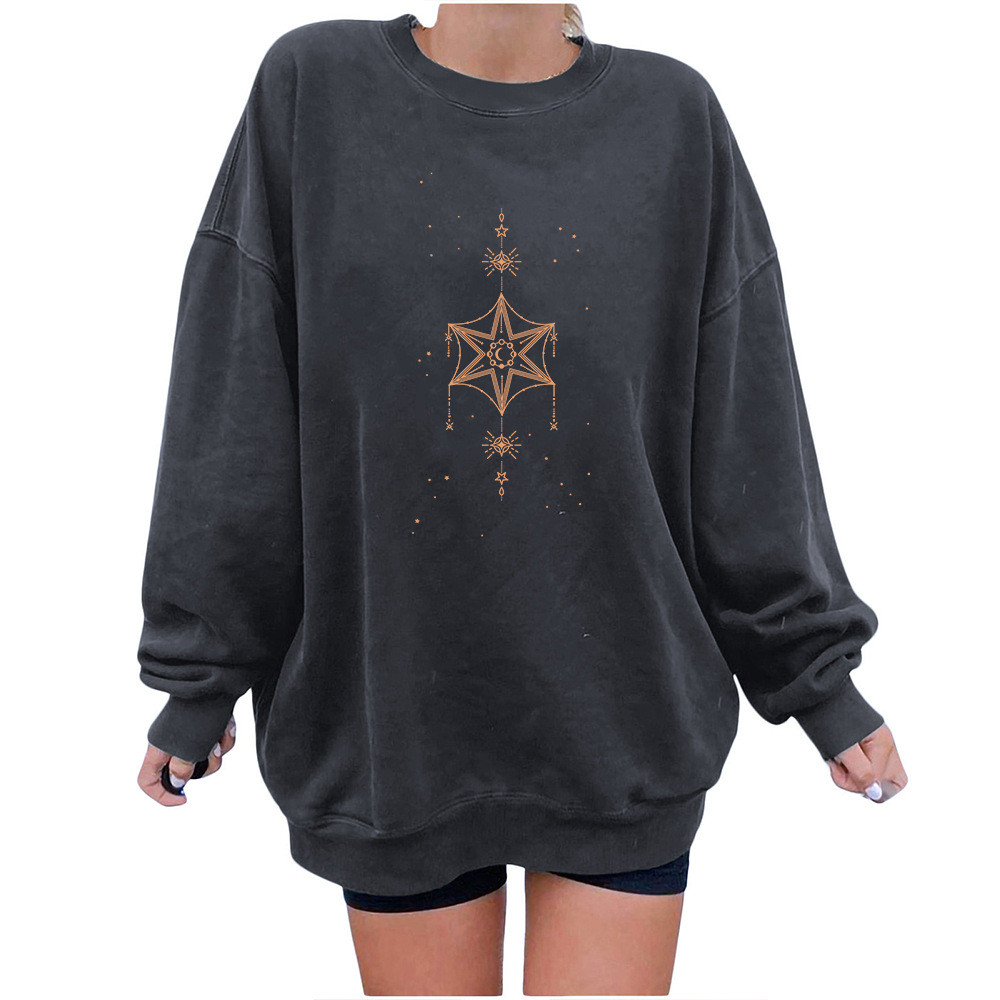 Pullover mit Stern-Anhänger, schulterfrei, Rundhalsausschnitt, Fleece, lässig, warm_voghion.com
