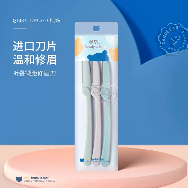 Sandibear [3-Pack] Foldable Safe Anti-Scratch Portable Macro Eyebrow Shaver for Beginners