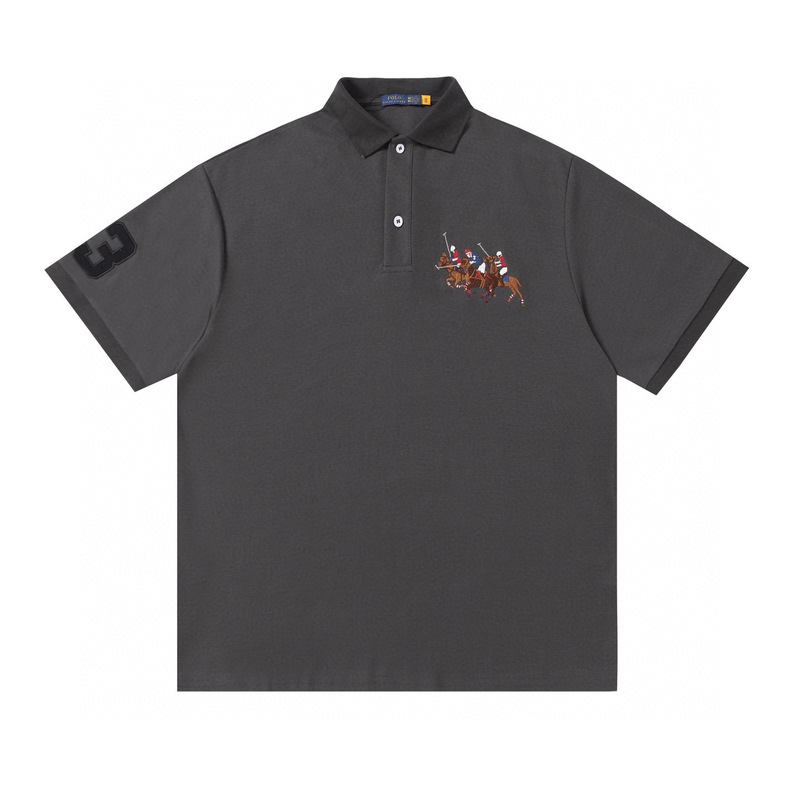 跨境拉夫三匹小马logo刺绣休闲赛马翻领Polo衫T恤短袖青年商务男|undefined