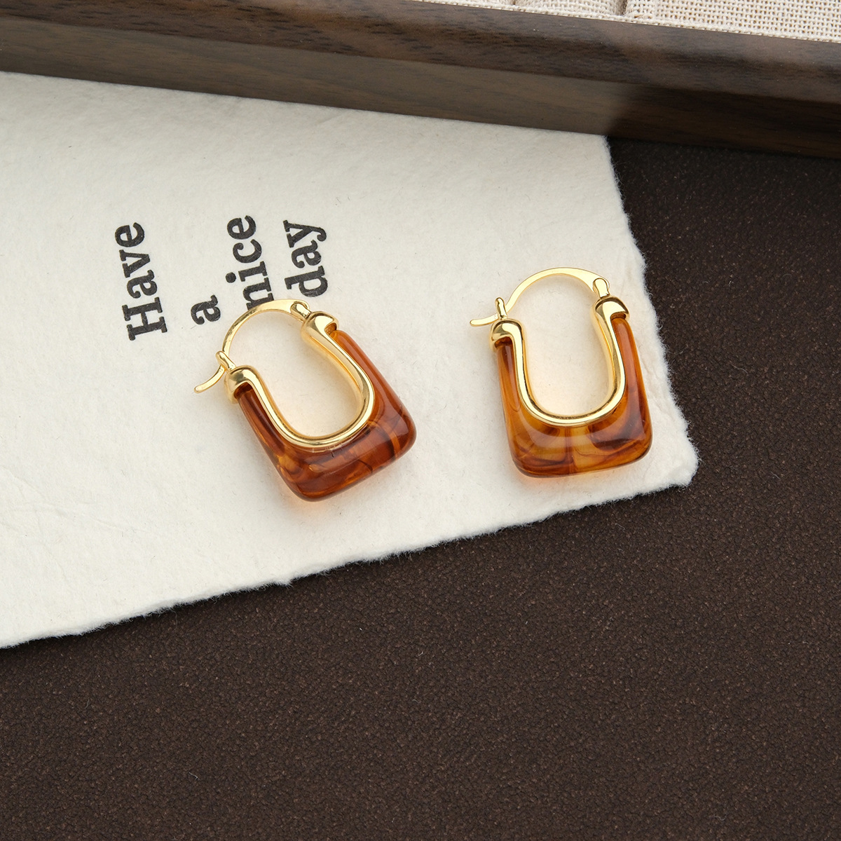 6g Weight Steel needle Ear Needle Material Ear Studs Classification 1 Pair Quantity Weekend, Lawn Occasion Plastic, Resin Material Geometric Pattern Women's Gender Simple Style, Classic Style Style Retro Amber Resin Earrings Hong Kong Style Fashion Design Luxury Feelings Geometric Pattern 925 Silver Ear Studs Women Jewelry 11