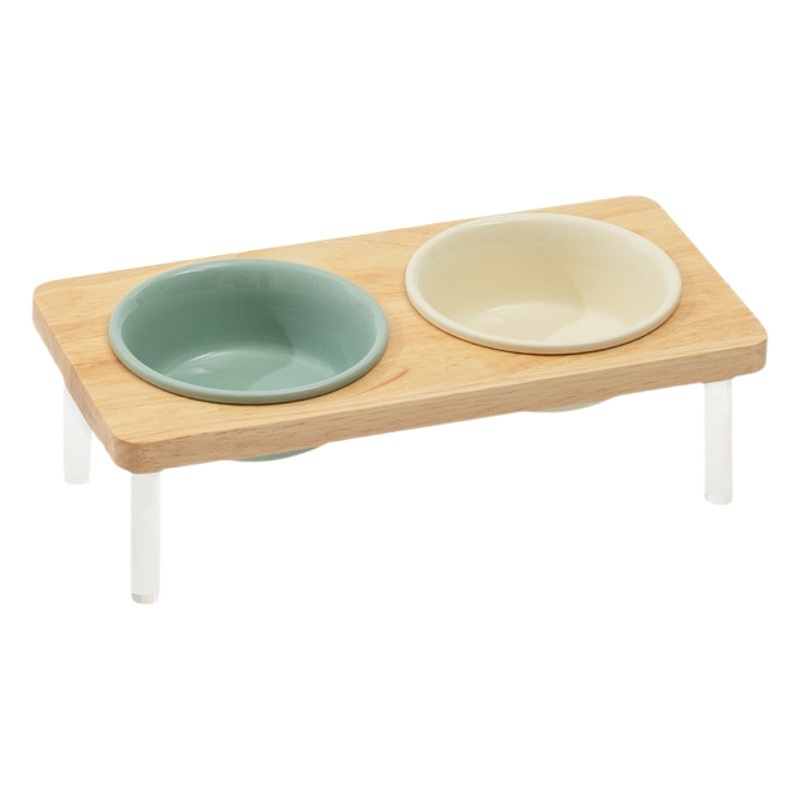 Corea del Sur tazón de cerámica gato mascota OVNI tazón alto pie anti-golpe gato tazón de comida soporte cervical tazón de agua doble tazón perro tazón