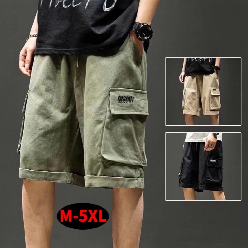 Japanese-Style Trendy Brand Cargo Shorts for Men, Summer Mid-Length Pants, Men's Plus-Size Loose Casual New Trendy Outdoor Five-Point Shorts
