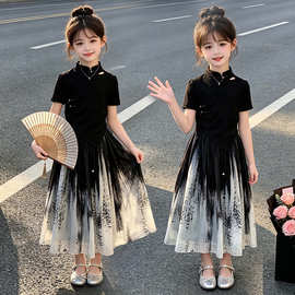 女童套装2026新款女孩夏季中国风上衣裙子两件套儿童大童洋气夏装