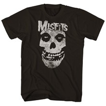 The misfits乐队摇滚硬核朋克风格复古美式街头骷髅头图案男士T恤