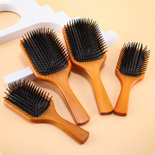 Hair Massage Comb Household Portable Makeup Comb Square Large Plate Wooden Comb Air Cushion Comb Straight Hair Beech Wood Lotus Comb