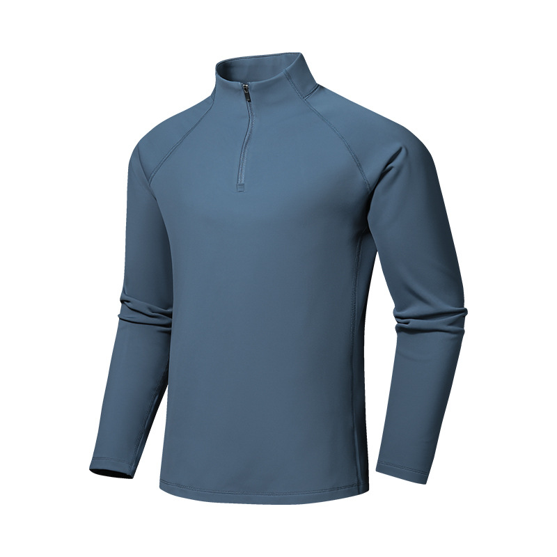 Men's zip-up stand collar long-sleeve sweatshirt, trendy casual long-sleeve, soft and comfortable base layer, fashionable and versatile round neck