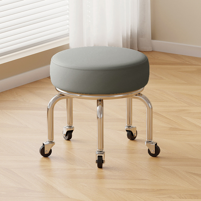 Polia doméstica taburete bajo rueda universal pequeño taburete silencioso rotativo taburete redondo móvil con artefacto moderno y simple