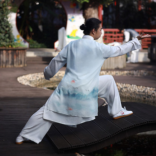 Wudang Mountain 2025 Spring New Tai Chi Suit Mid-Length Tai Chi Stage Competition Practice Suit Martial Arts Performance Suit