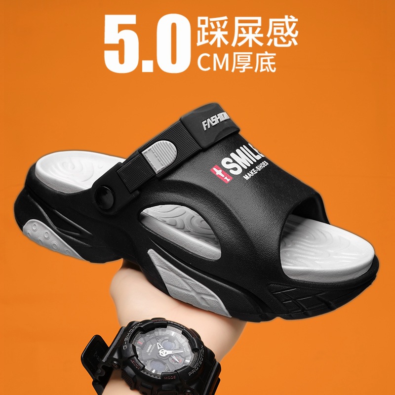 Sensación de mierda pantuflas de gran tamaño para hombres verano 2025 nuevas sandalias deportivas exteriores ropa casual playa sandalias y pantuflas de doble uso para hombres