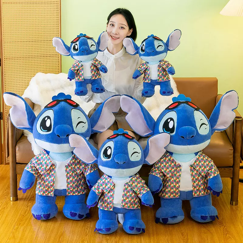 直销新款酷萌史迪仔毛绒玩具个性创意眼镜马甲史迪奇公仔玩偶礼物