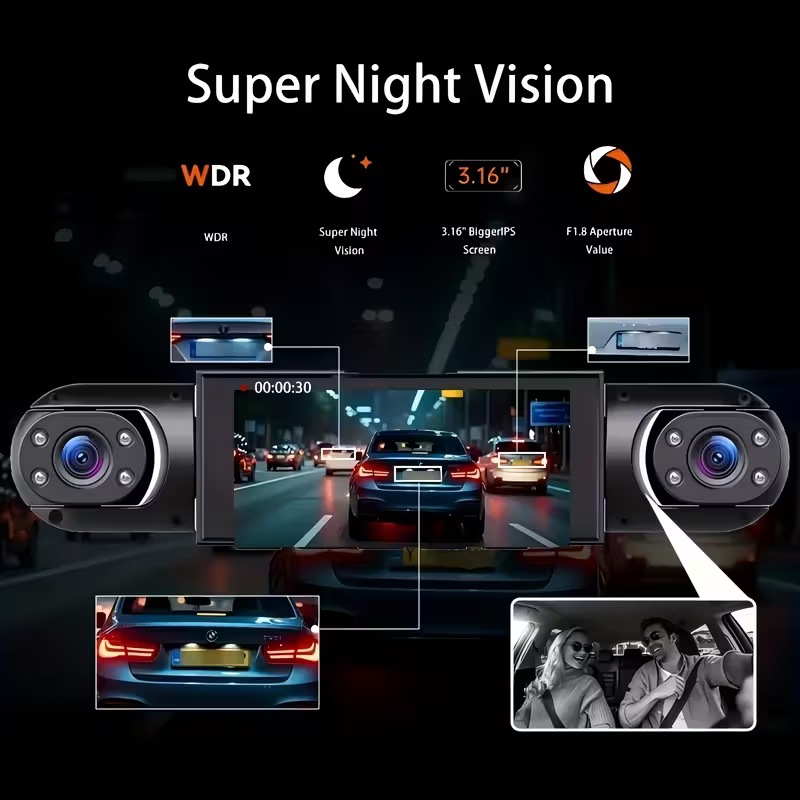 Four-Lens High-Definition Wifi Driving Recorder 360 ° Comprehensive Monitoring with Four Cameras Displaying and Recording Simultaneously 3.16