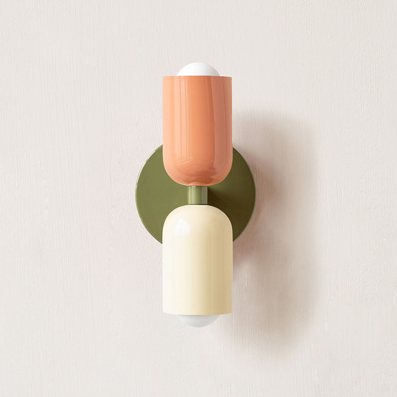 Creativo de doble cabeza lámpara de pared de hierro forjado nórdica moderna de color simple dormitorio lámpara de cabecera lámpara de pasillo