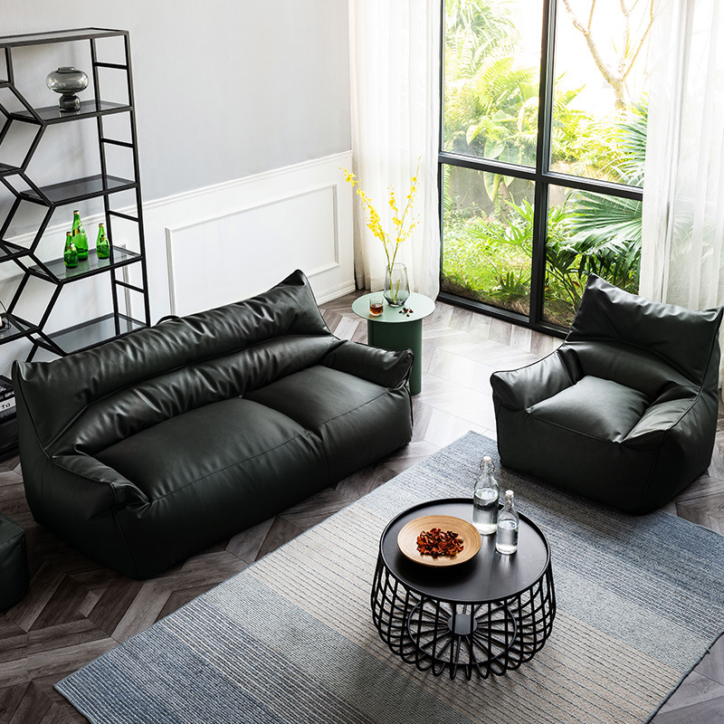 Sofá bag tatami sala de estar dormitorio doble tienda de ropa de cuero negro pequeño apartamento pequeño exclusivo