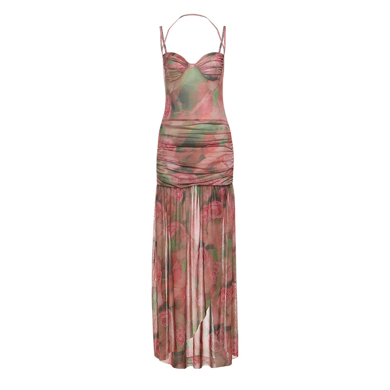 Women's Summer Slim Fit Strappy Maxi A-Line Dress
