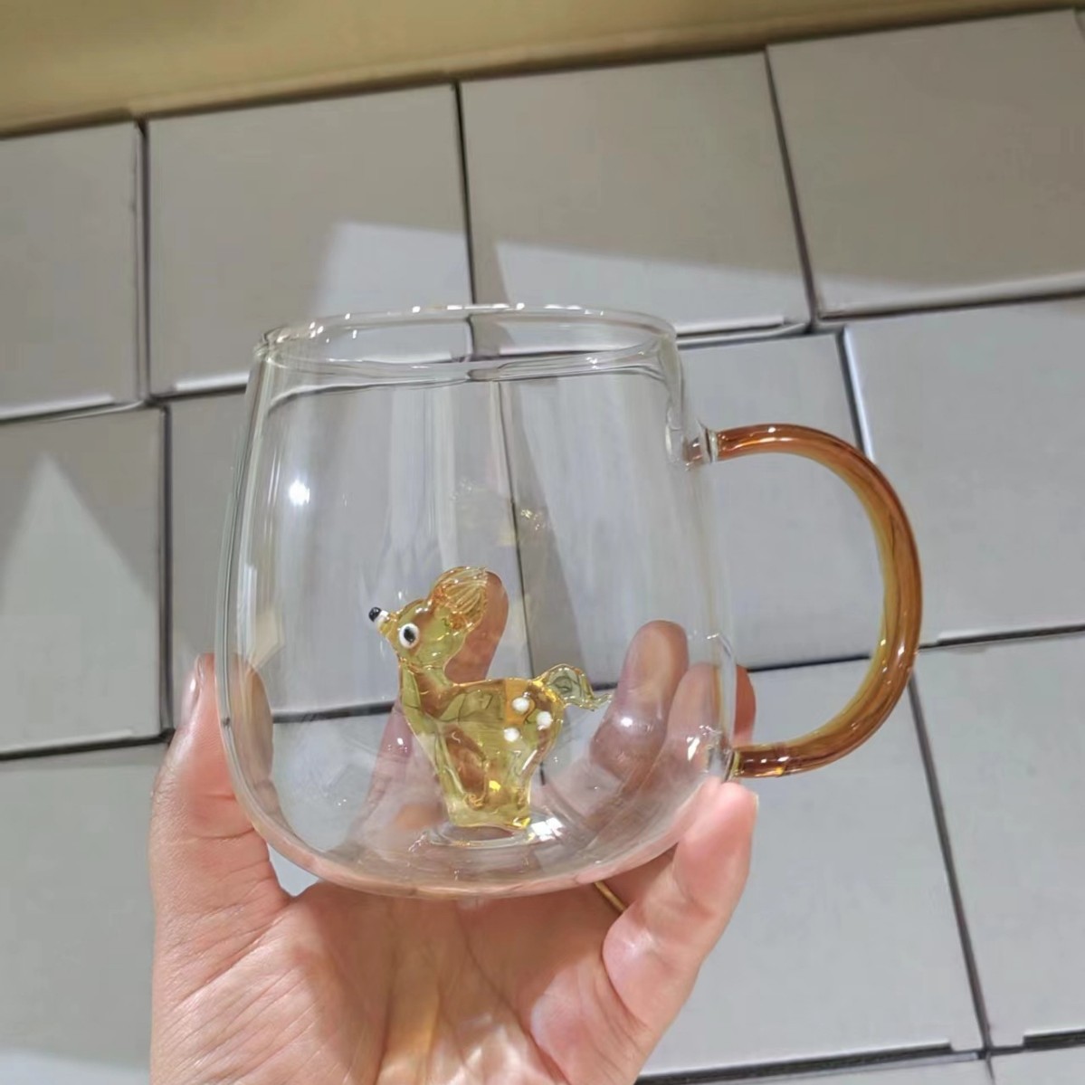 Vaso de vidrio para animales Taza de animales tridimensional de dibujos animados con borosilicato al por mayor nuevo vaso de alto valor con mango